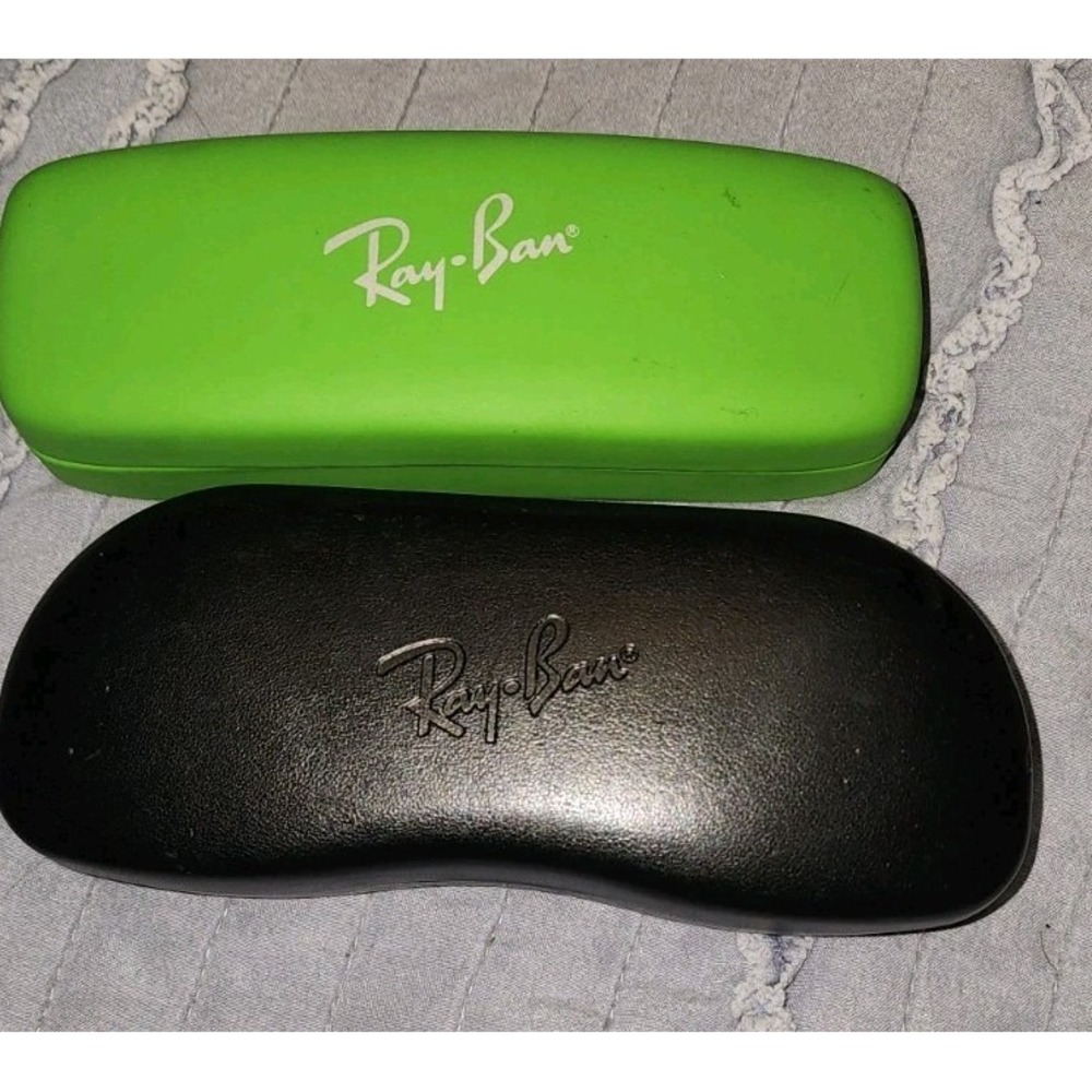 Ray Ban Glasses Case Black Green Velvet Lining - Cases Only lot Of 2 Eye Glasses